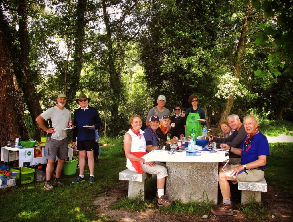 A Fresco Tours picnic lunch on the Camino Portugués at Carracedo after Caldas de Reis.